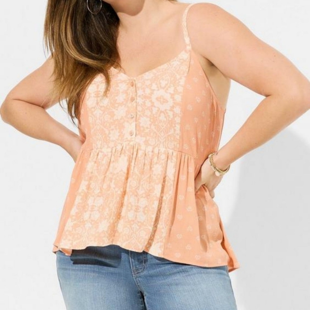Torrid Babydoll Crinkle Gauze Racerback Tank